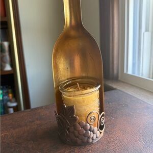 Gold Wine Bottle Candle Holder